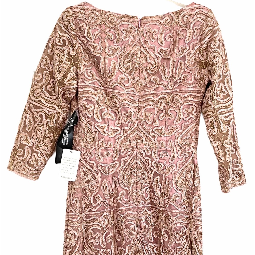 NEW JS Collections Mauve Rose Metallic Soutache Lace Applique Evening Gown Dress - Picture 8 of 11
